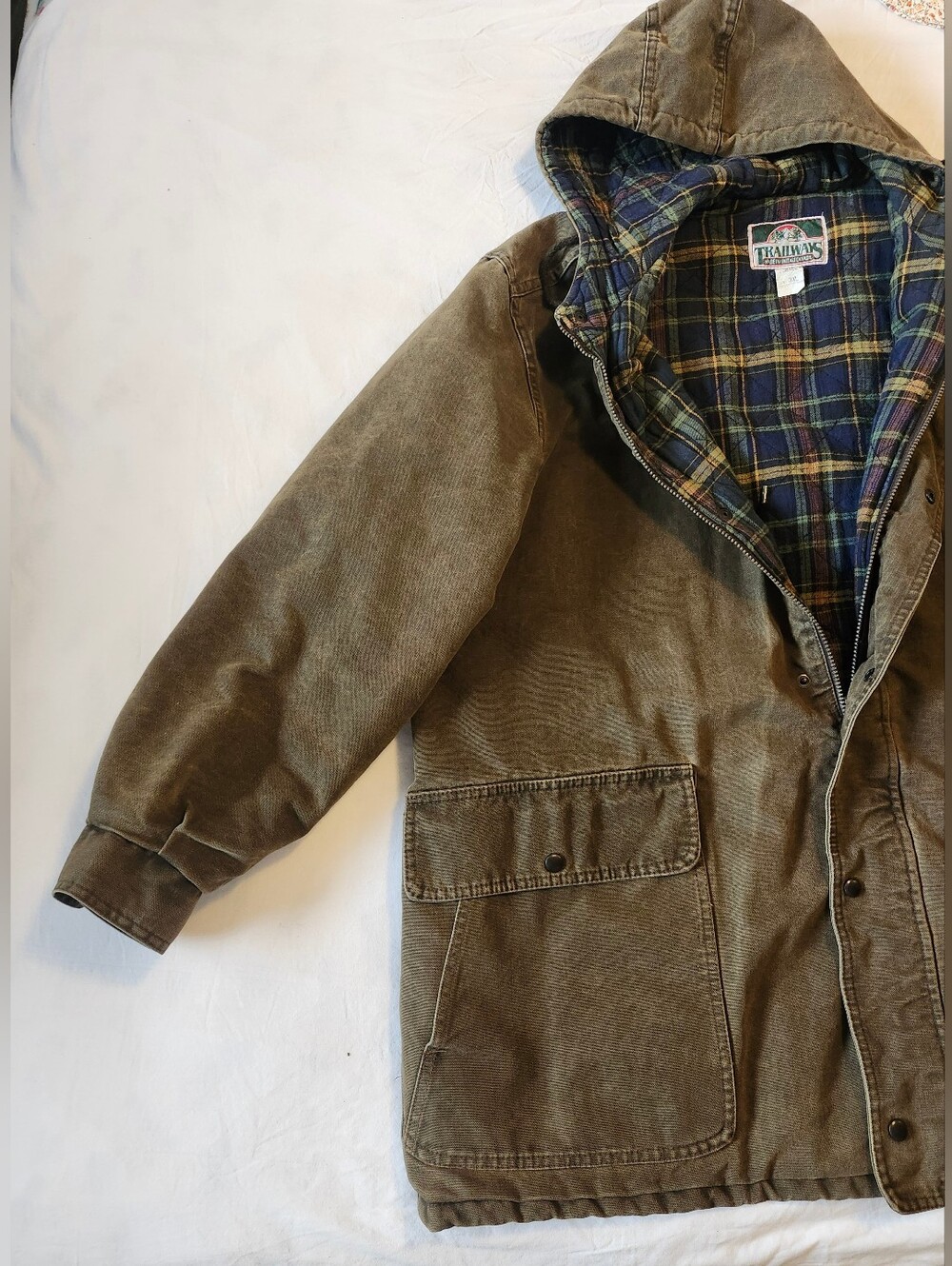 Vintage Made In Canada Canvas Barn Coat with Plaid Lining